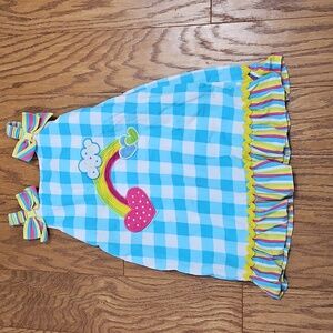 🌈💕 Rainbow and Hearts Gingham Dress – Size 6X · Youngland · Picnic Party Ready
